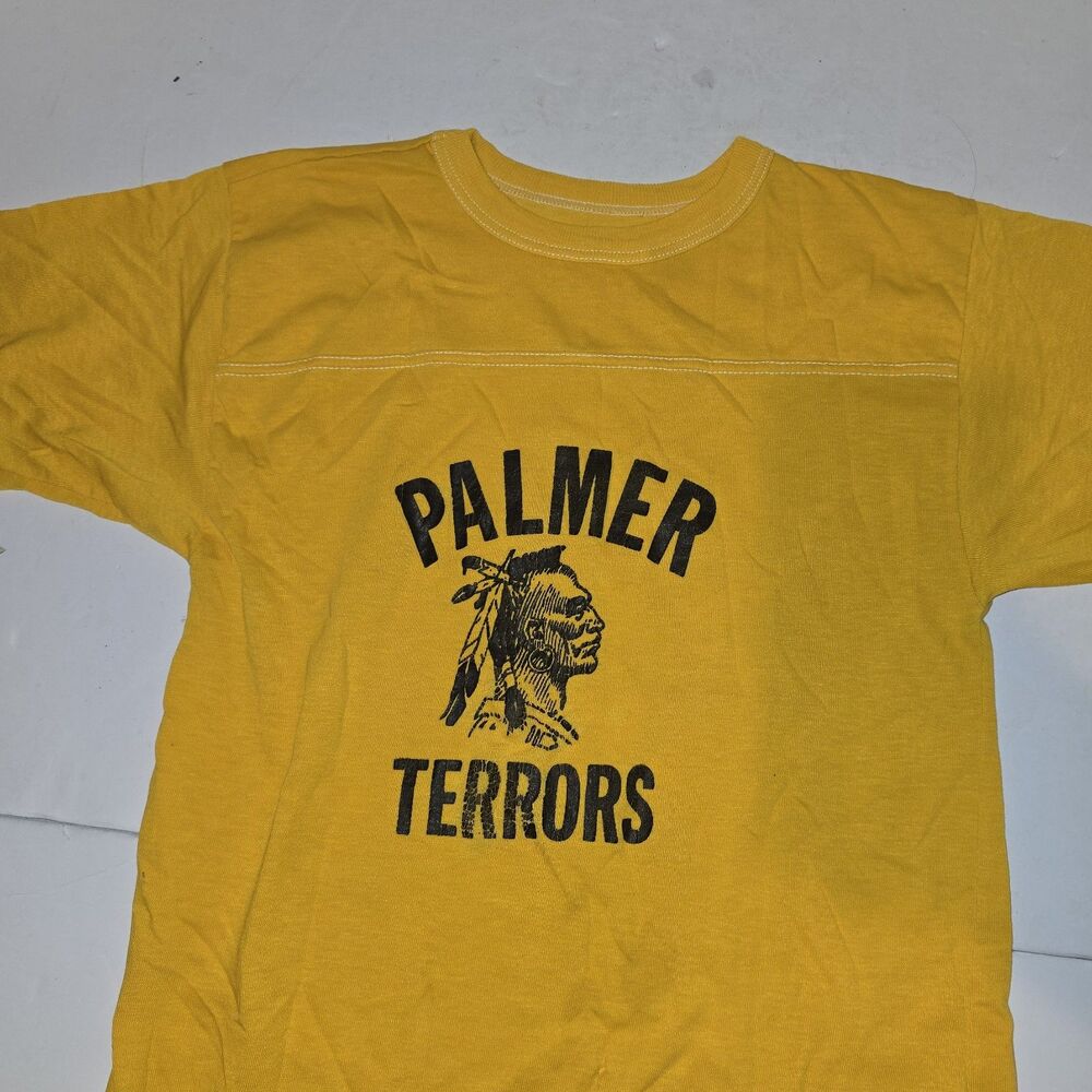 vintage single stitch t-shirt  Palmer Terrors W Native American Logo #253